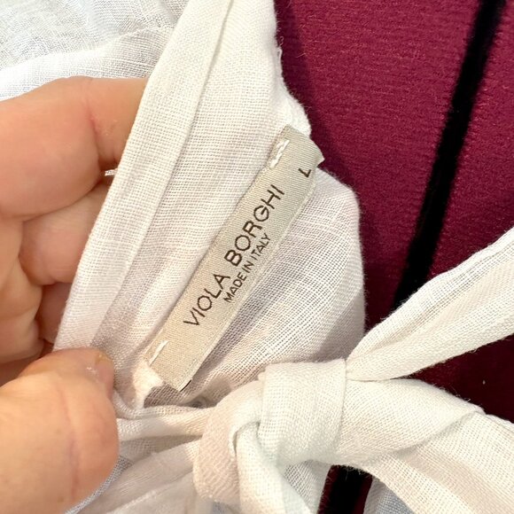 Viola Borgchi Itali Linen Top Long sleeve top V-neck Loose Fit Top Tunic sz L - Picture 3 of 9